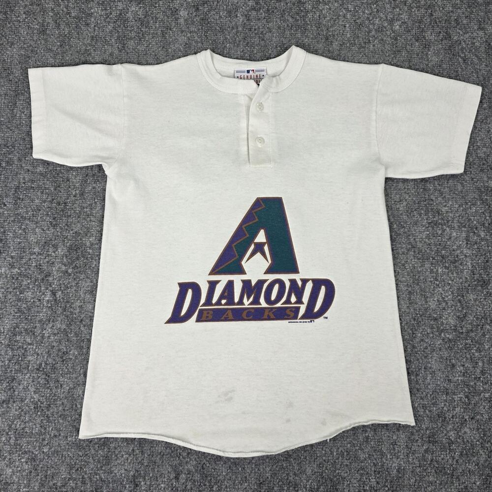 Vintage Arizona Diamondbacks Shirt Mens Medium White Henley MLB Made in USA 90s
